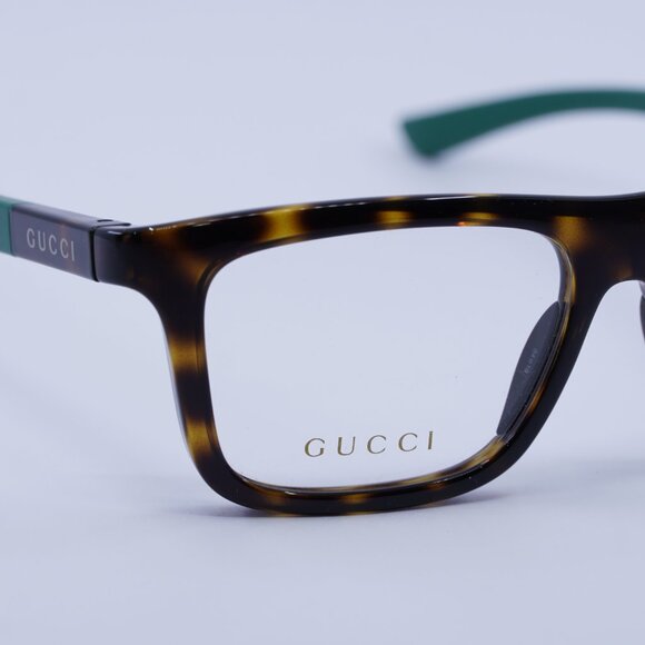 Gucci GG1737O 004 Eyeglasses Havana/Green 54mm Rectangle Frame - Picture 2 of 11